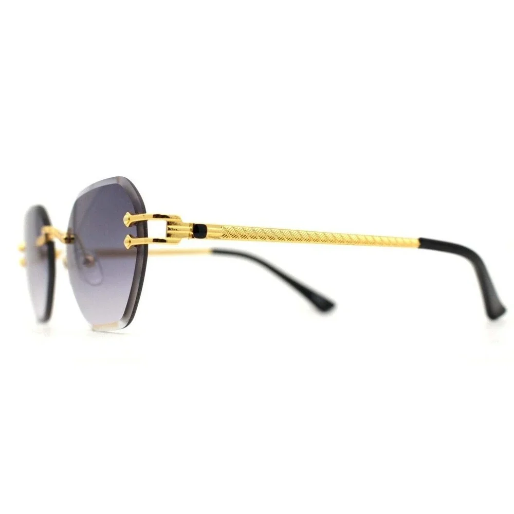 Sunglasses Black Lens Women Rimless Gold Light Weight Retro Classic Style Retro